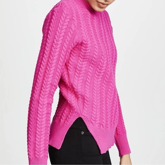10 Crosby Derek Lam Hot Pink Cable Knit Sweater Thick Cotton Blend Med - Picture 3 of 10